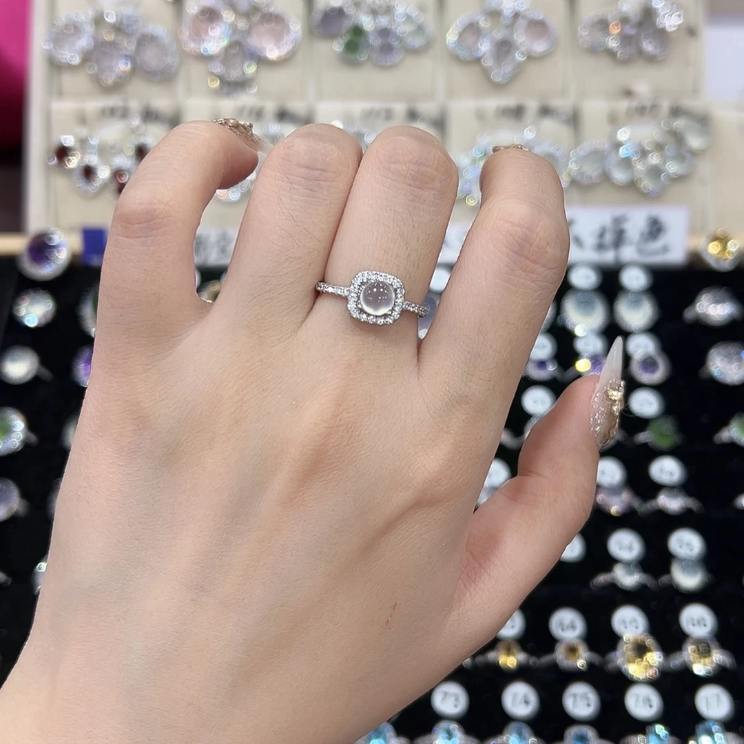 萱***妈蛇纹石玉银S925镶嵌戒指