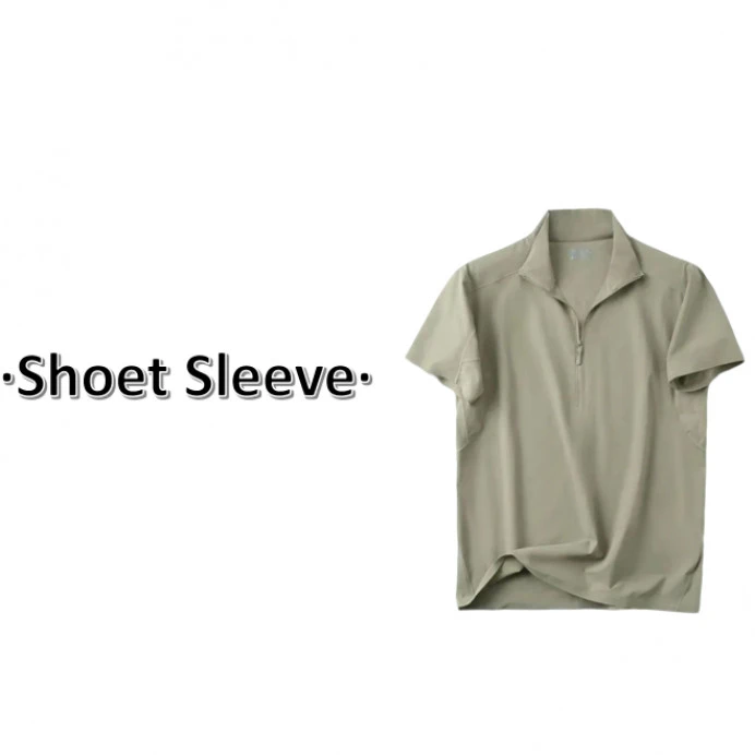 【净版专属-半拉链短袖】户外运动男款夏季透气速干立领短袖2111