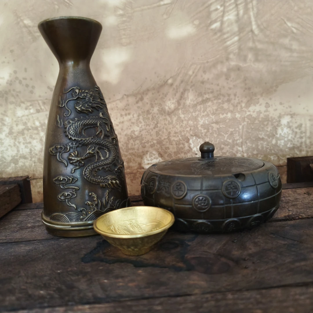 家居饰品现代工艺品QM04精美摆件当代复古摆件百福酒碗年年有余