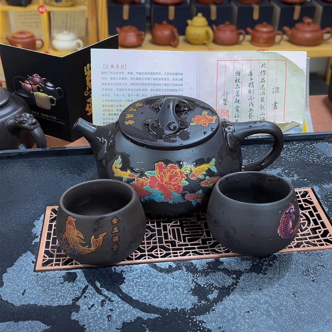 茶壶紫砂紫砂壶500cc4杯