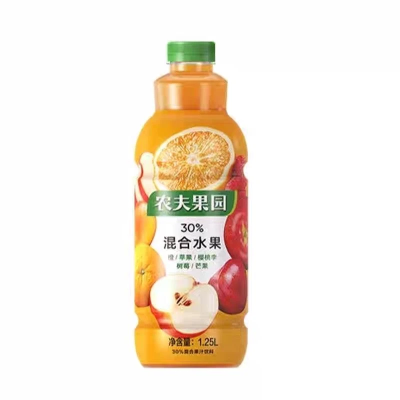 农夫果园30%混合果汁橙子味/葡萄味1.25L*2瓶保质期至25年12月