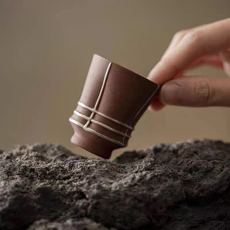 尘造 老岩泥原陶红倒钟杯B1337