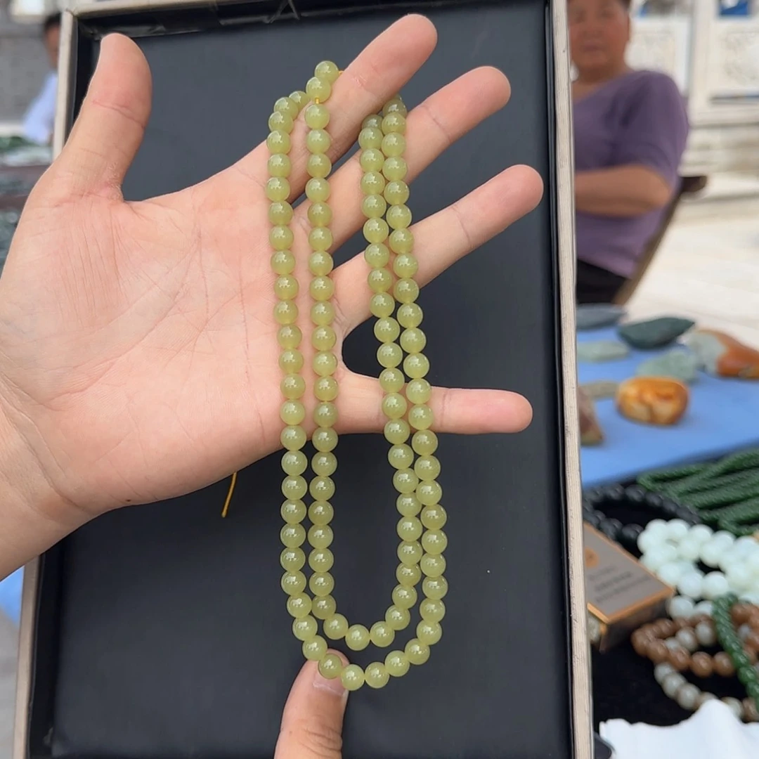 【闪购商品】和田玉未镶嵌颈饰满黄色108珠链