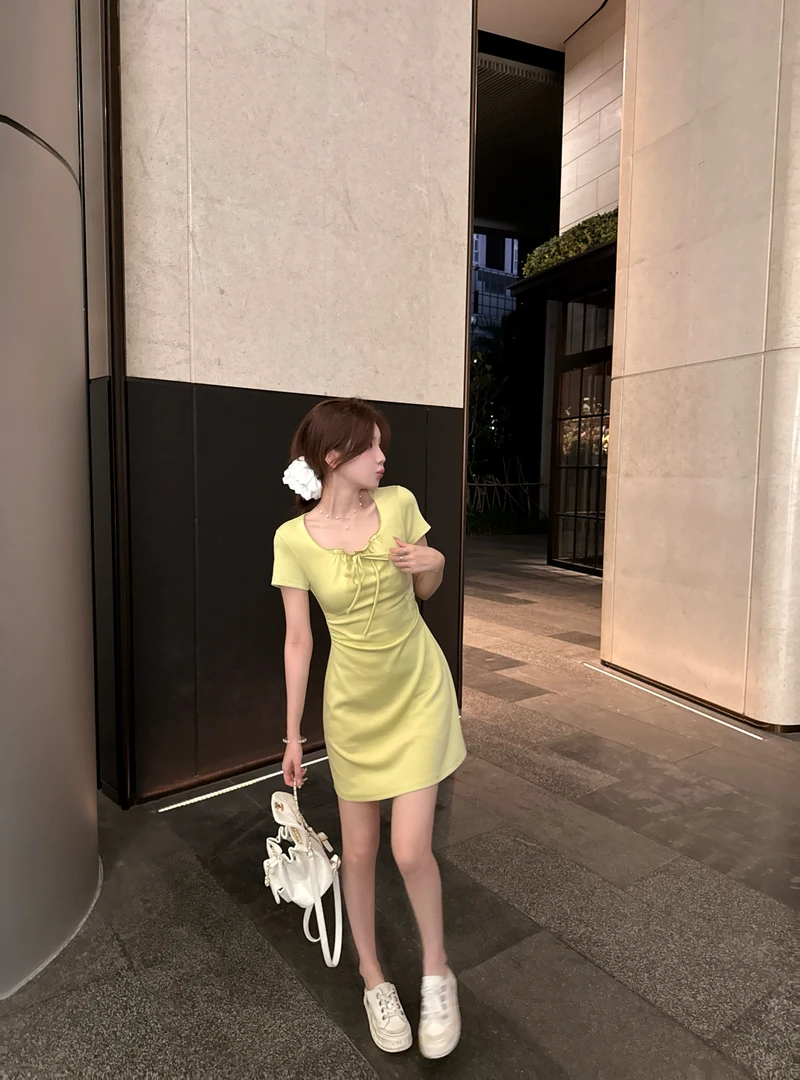 【芝士Cheese】初醒佳人 时尚显瘦气质褶皱小众设计感通勤连衣裙