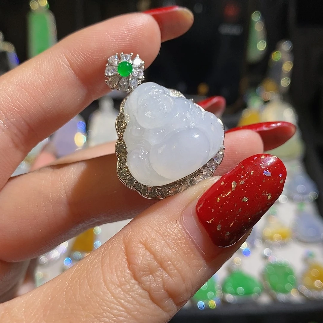 翡翠颈饰银S925镶嵌?****天然翡翠