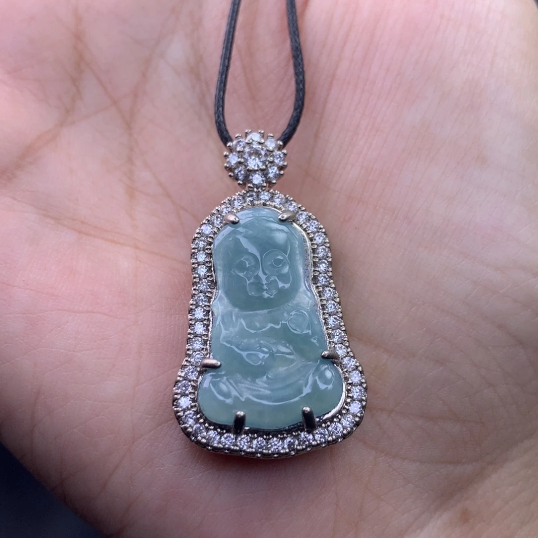 翡翠未镶嵌挂件宝宝佛吊坠