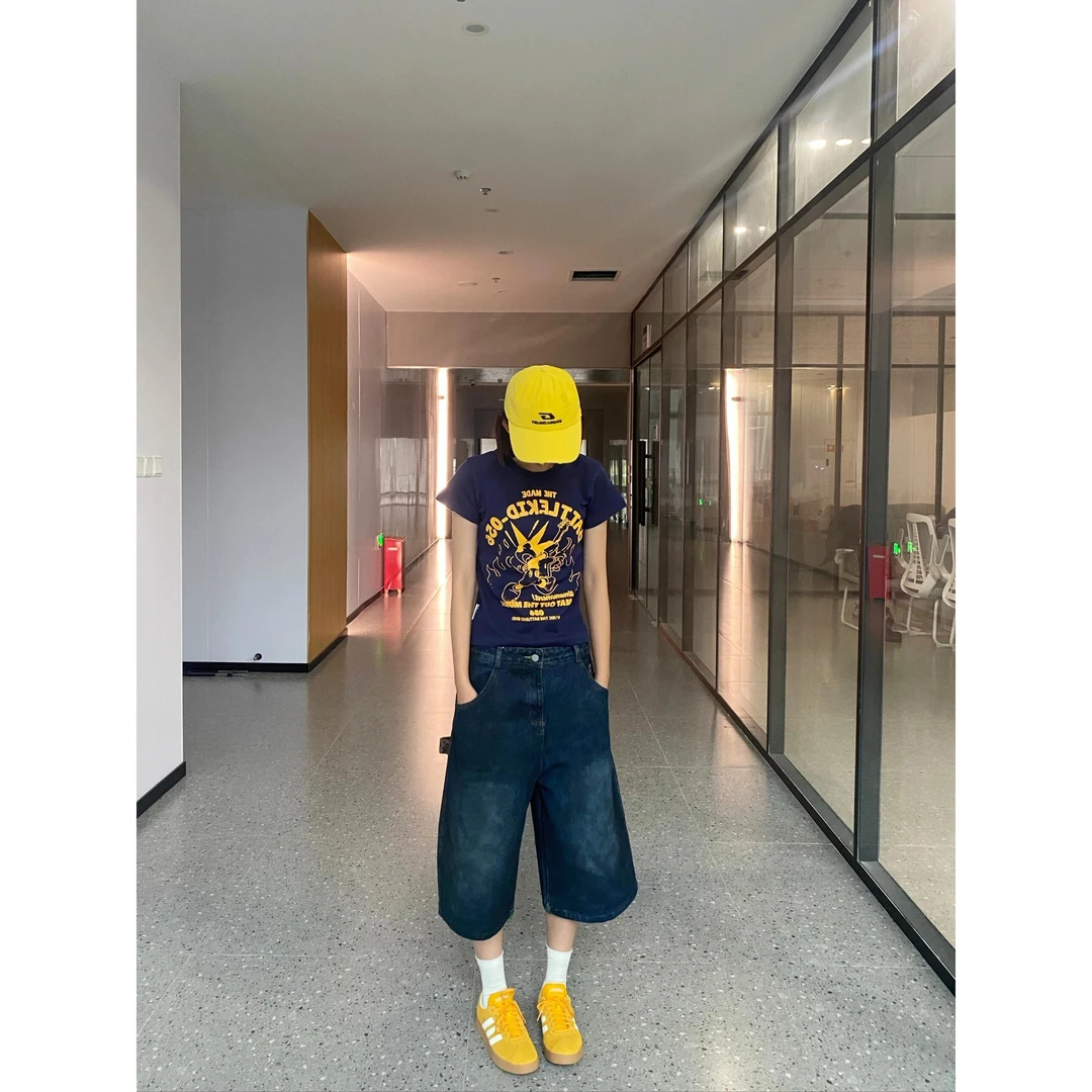 美式复古圆领短袖字母印花T恤2025夏季新款修身显瘦百搭上衣女潮