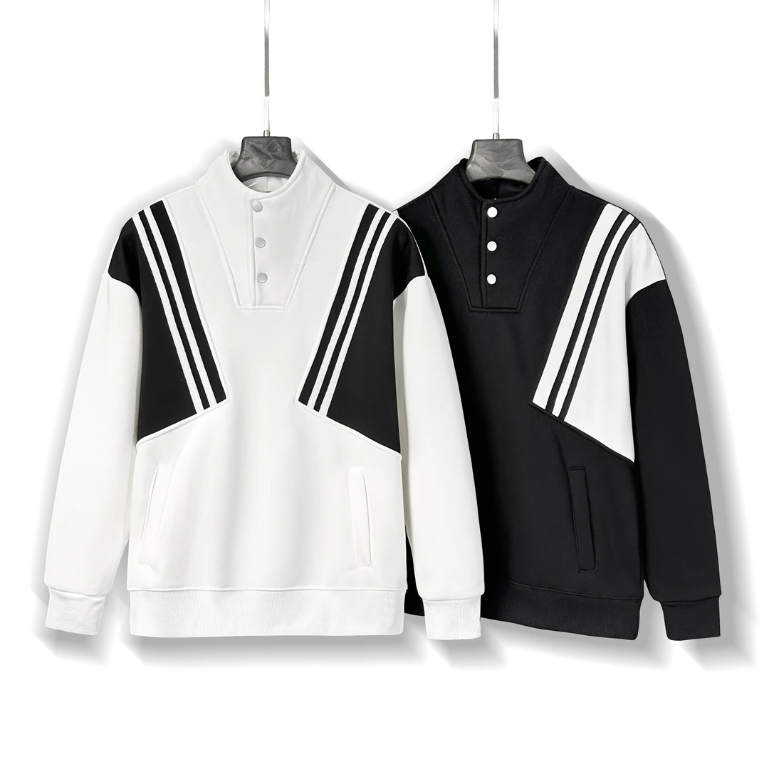 SP-A949-秋冬款新款简约拼色时尚休闲加绒卫衣卫衣男士潮流百搭