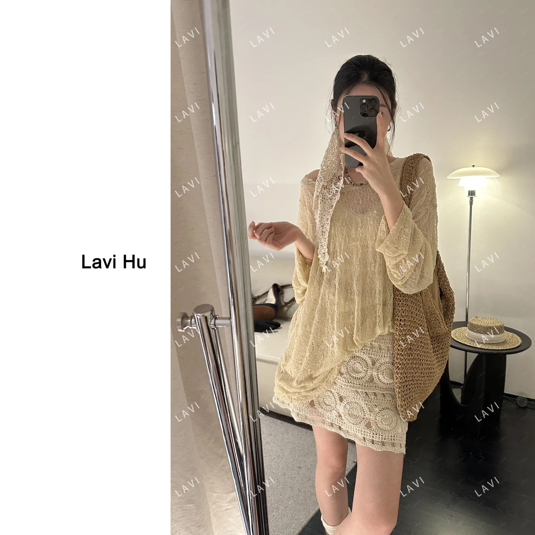 西沙海岸 百搭时尚镂空蕾丝宽松罩衫68031