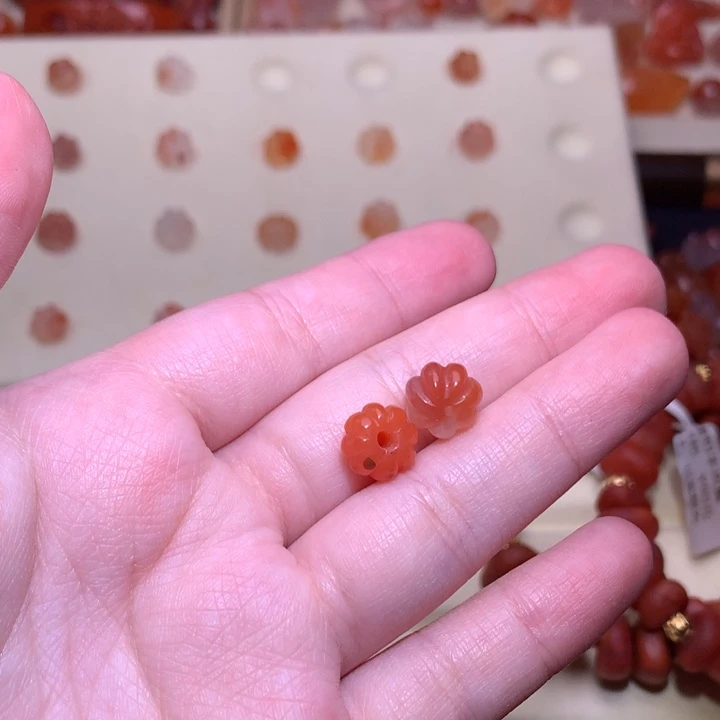留***下南红玛瑙未镶嵌珠宝半成品瓜珠组合