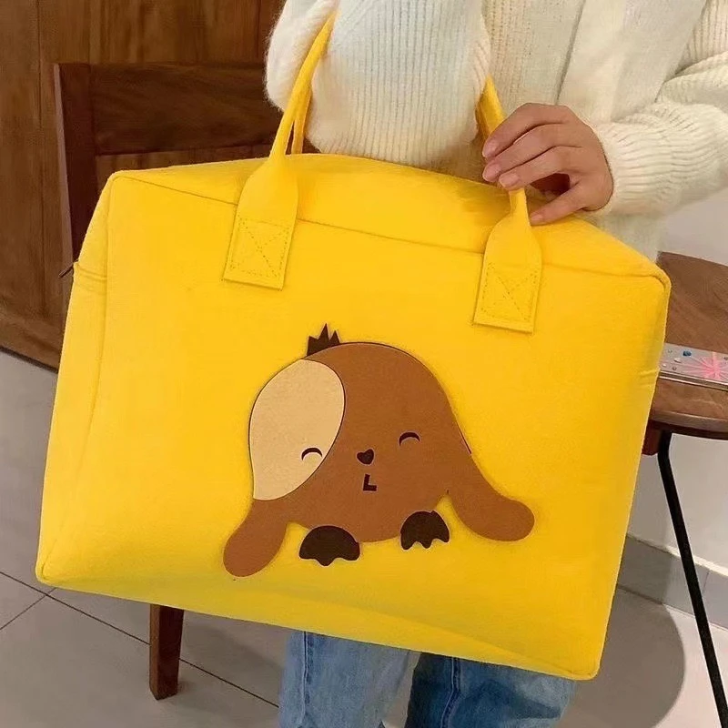 可爱卡通毛毡包手提包可折叠可套杆妈咪包礼品购物袋大容量拎包