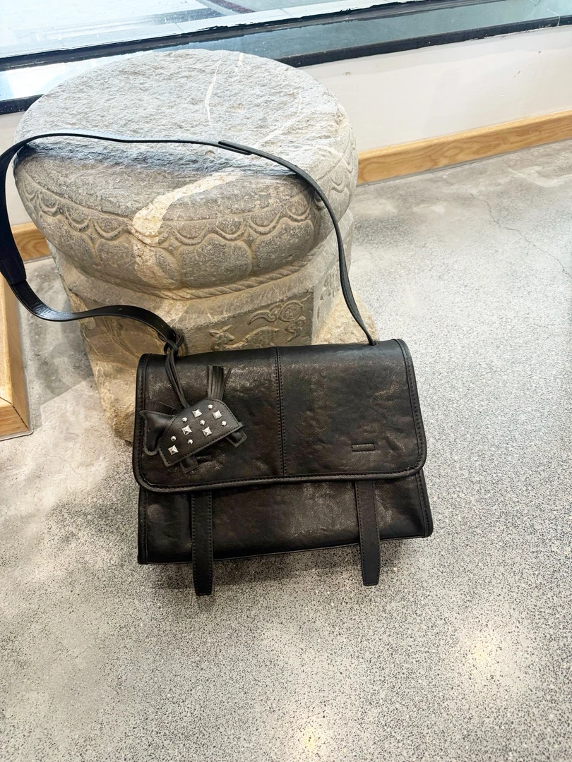 植鞣牛皮邮差包托特包中古通勤百搭学院风单肩斜挎大包包大容量