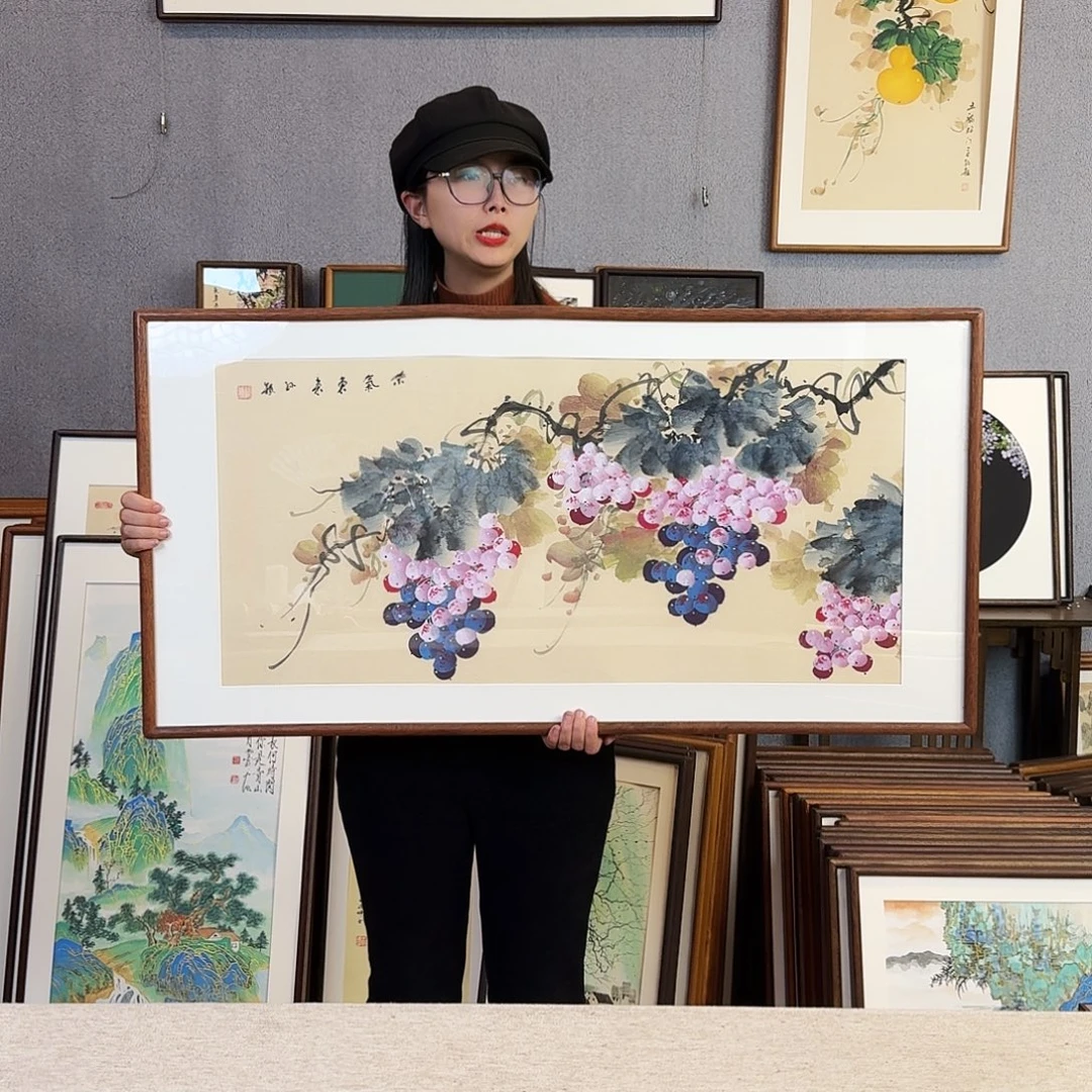 国画手绘带框尺寸：53*103