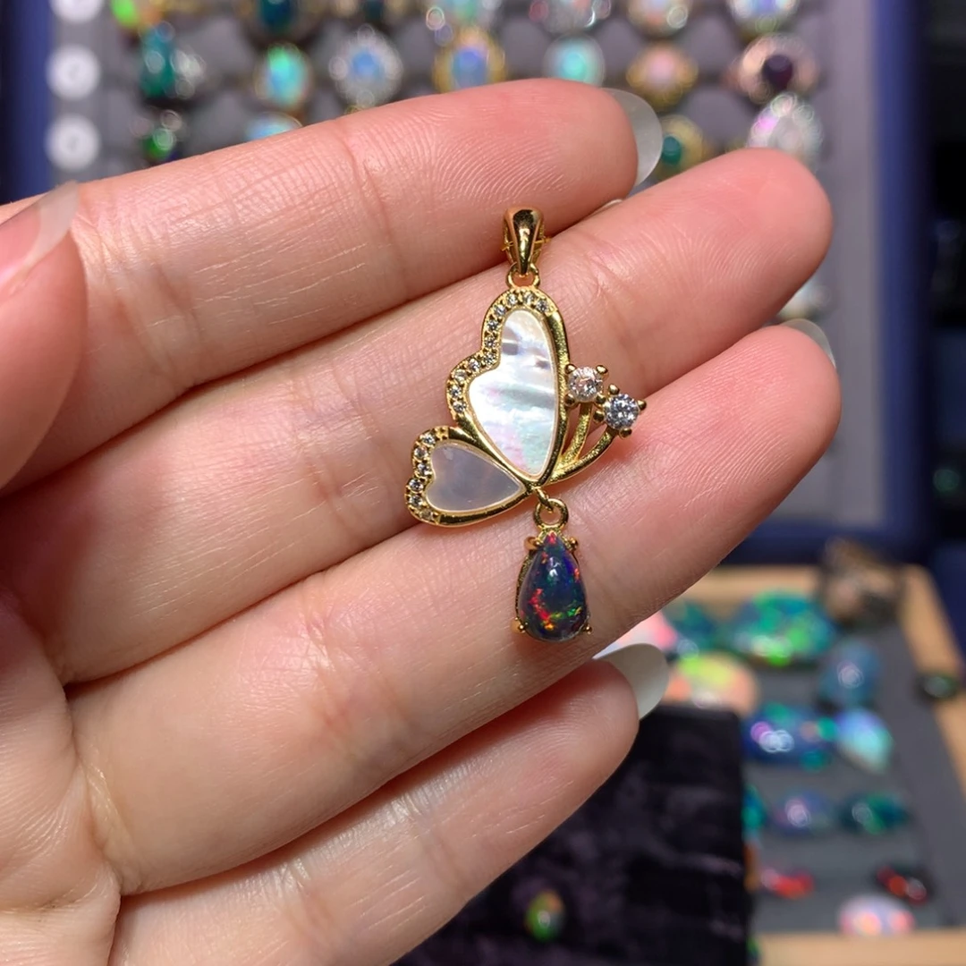 欧泊银S925镶嵌吊坠款式Q