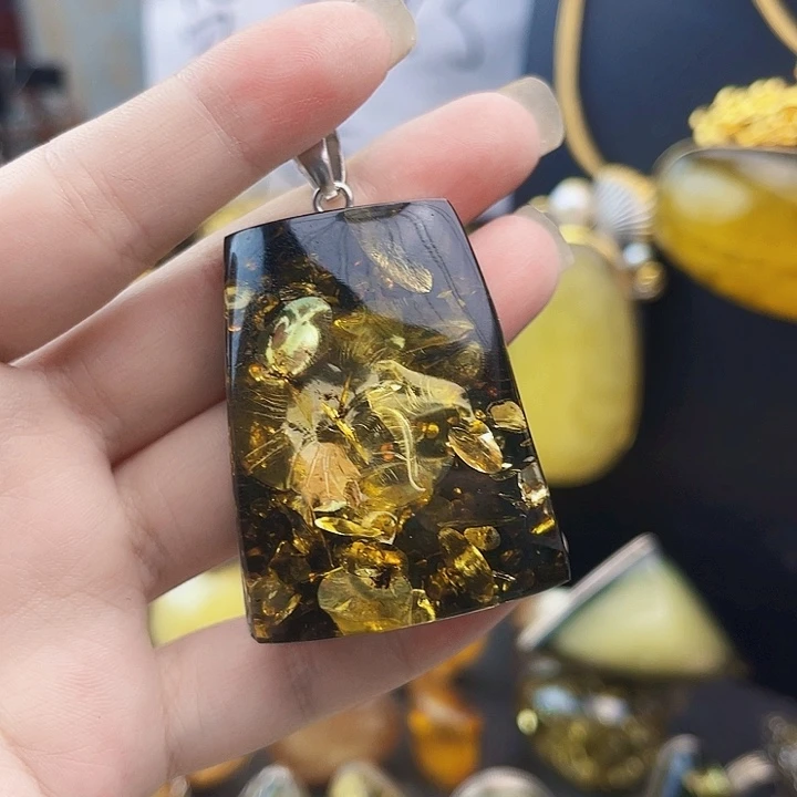 裸石琥珀银S925镶嵌