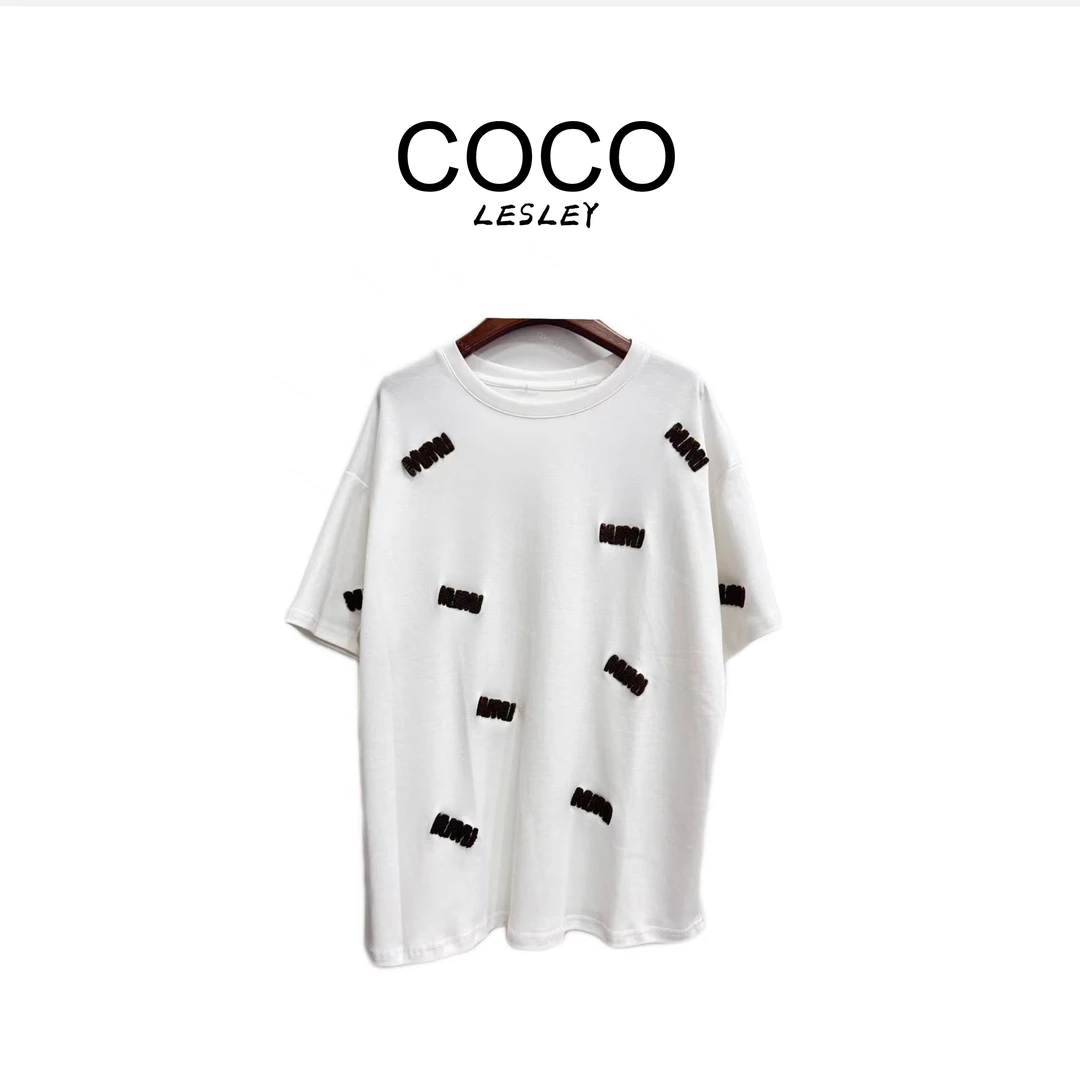 【COCO LESLEY】夏季圆领针织字母短袖T恤