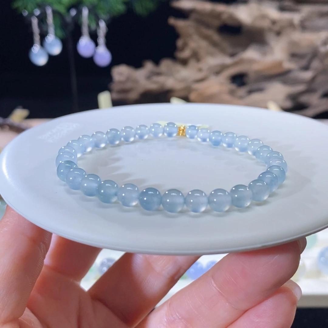 翡翠18K金镶嵌颈饰晴蓝串 买断价