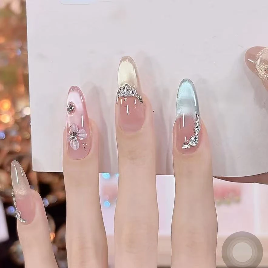 【夏日冰花】手工穿戴甲10片装可拆卸宠粉爆款气质美甲贴W