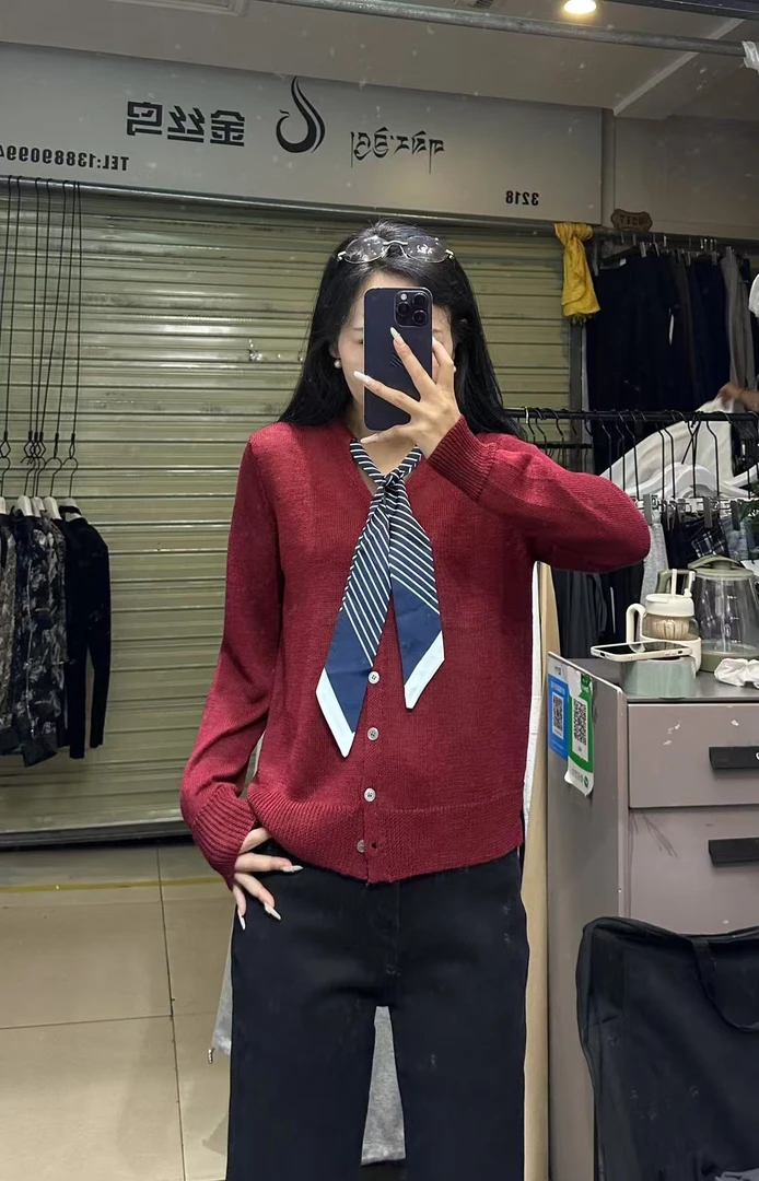 毛针织衫宽松型纯色毛衣女装薄款长袖针织衫通勤百搭