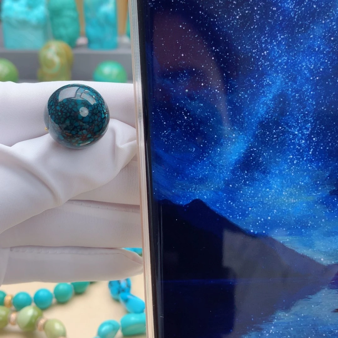 足金镶嵌绿松石精品