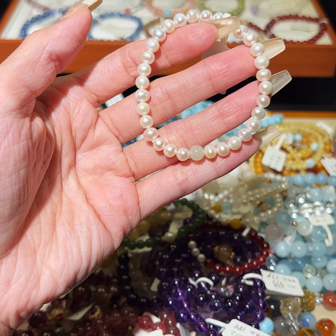 手链烟晶银S925镶嵌珍珠216