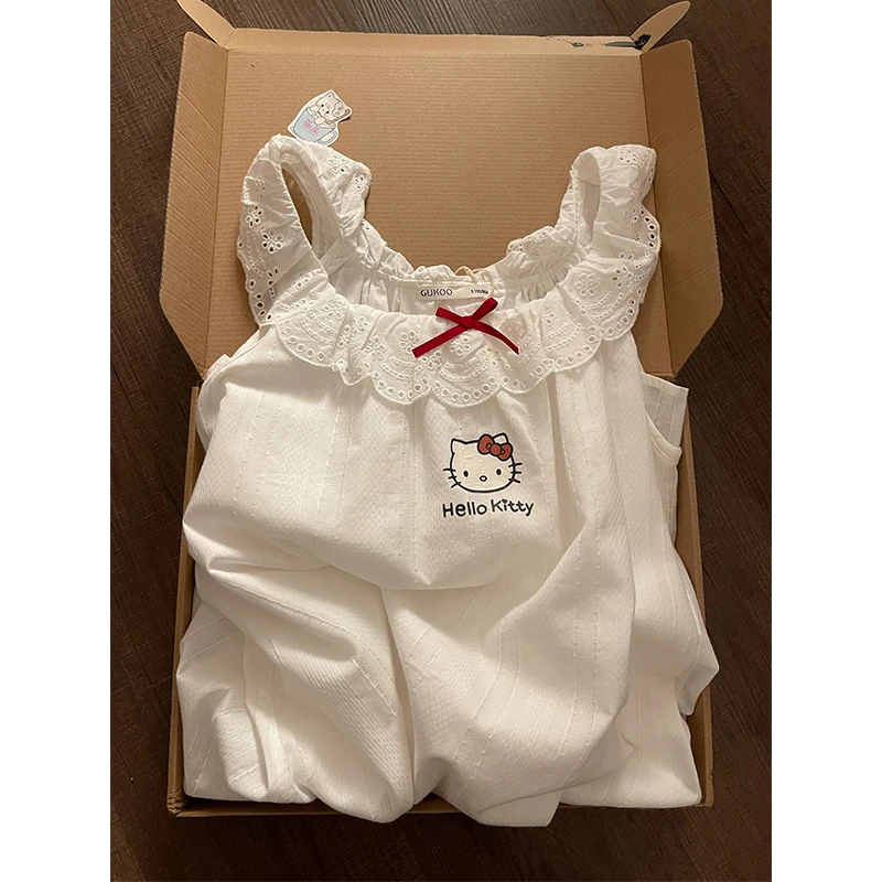 【蕾丝花边Kitty】韩系可爱睡裙女夏季新款亲肤家居服连衣裙可外穿