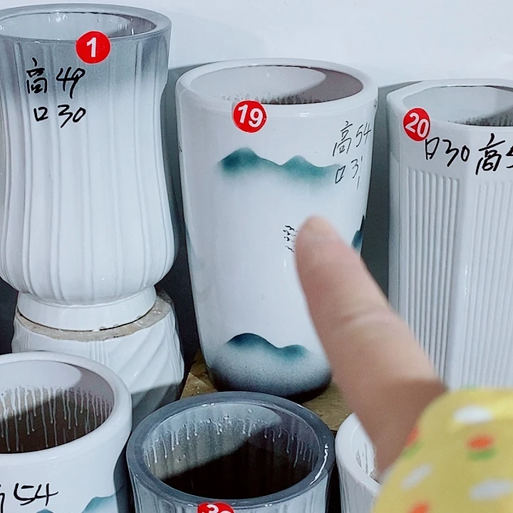 陶瓷陶瓷大花盆山水高人中号