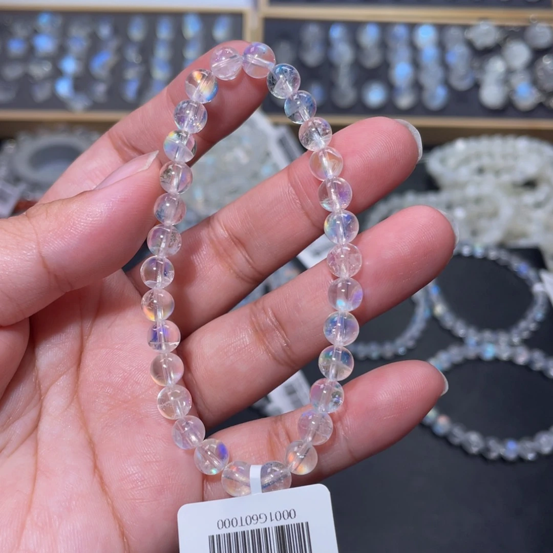 手链未镶嵌长石可***?马岛幻彩月光石手链6mm