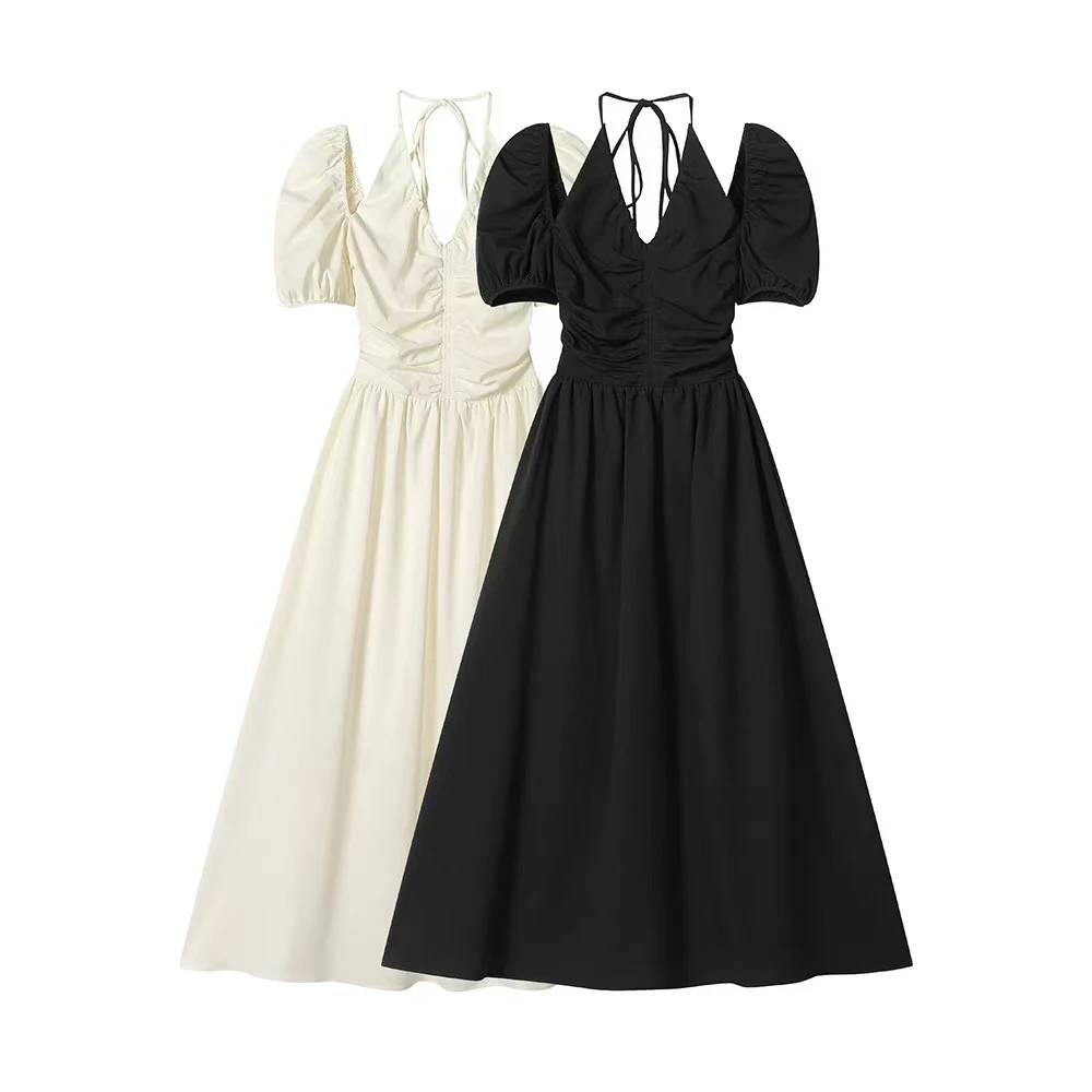 【龙哥专属】L1F36123A 时尚气质显瘦优雅法式复古小众连衣裙