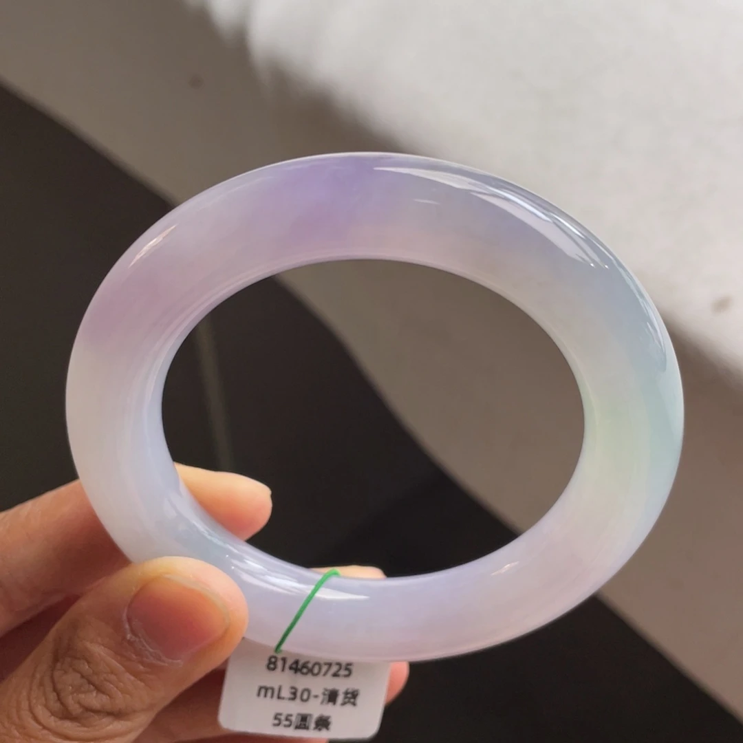 翡翠未镶嵌手镯冰胶春彩胖圆条【强推】