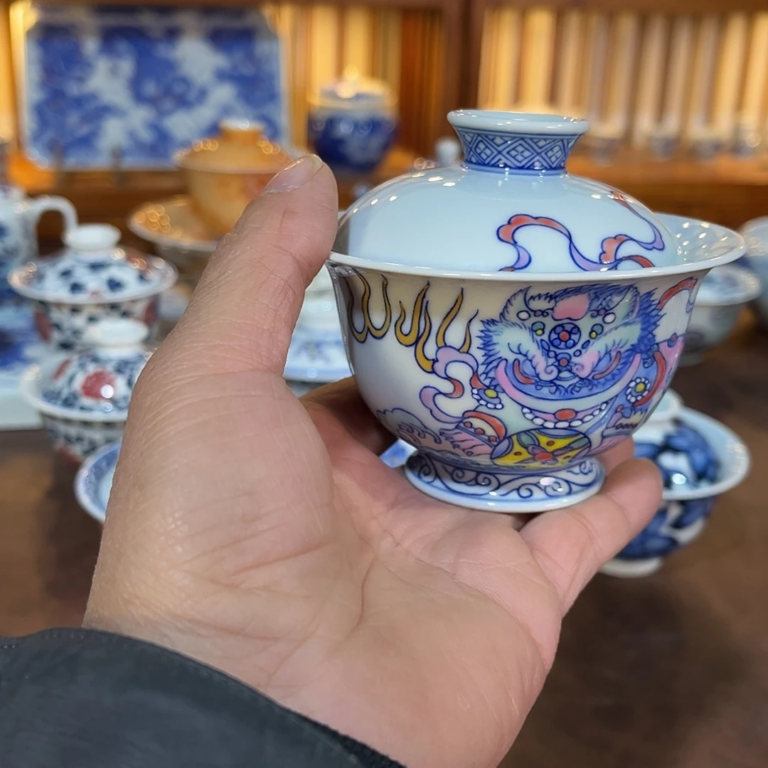 錡镇堂手工手绘盖碗