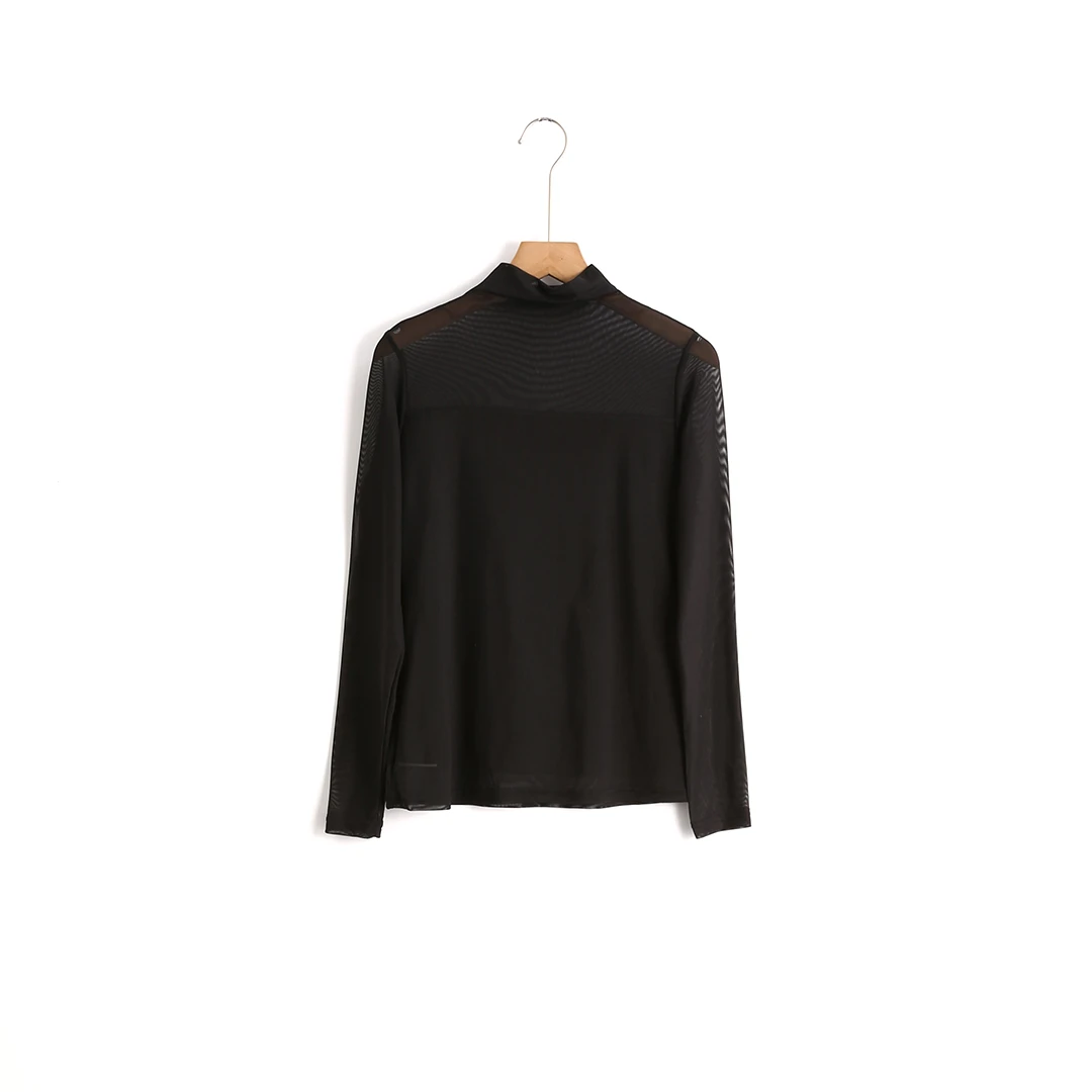 1【HONEY AMOR】 网纱高领打底衫女内搭外穿高级感上衣 /DZMZ8883