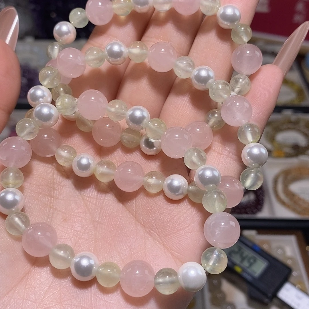 水晶手链未镶嵌桃桃奶绿