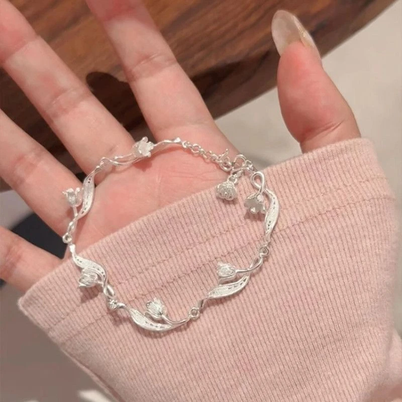 合金手链 初遇倾心铃兰花波浪手链清冷感精致高级超仙气质手饰