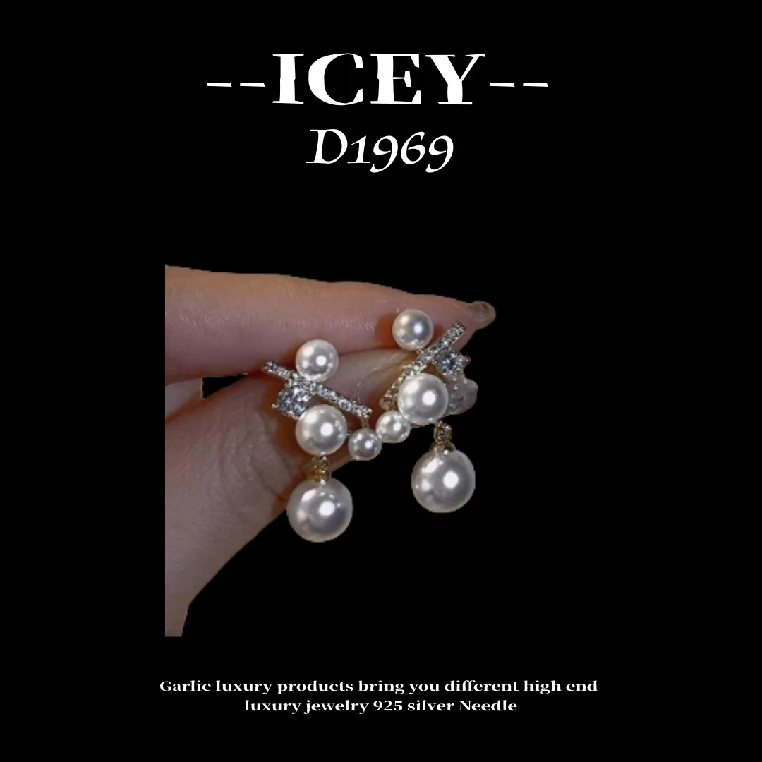 合金耳饰 镀18K金 ICEY设计简约手工耳饰--A1969