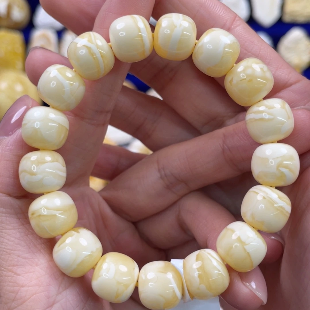蜜蜡裸石未镶嵌琥珀蜜蜡手串卡12mm