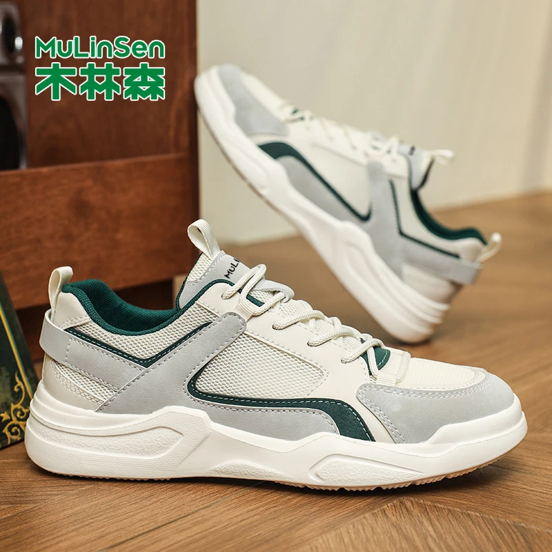 木林森鞋子男网布鞋2025新款运动鞋男款休闲鞋防滑厚底增高老爹鞋