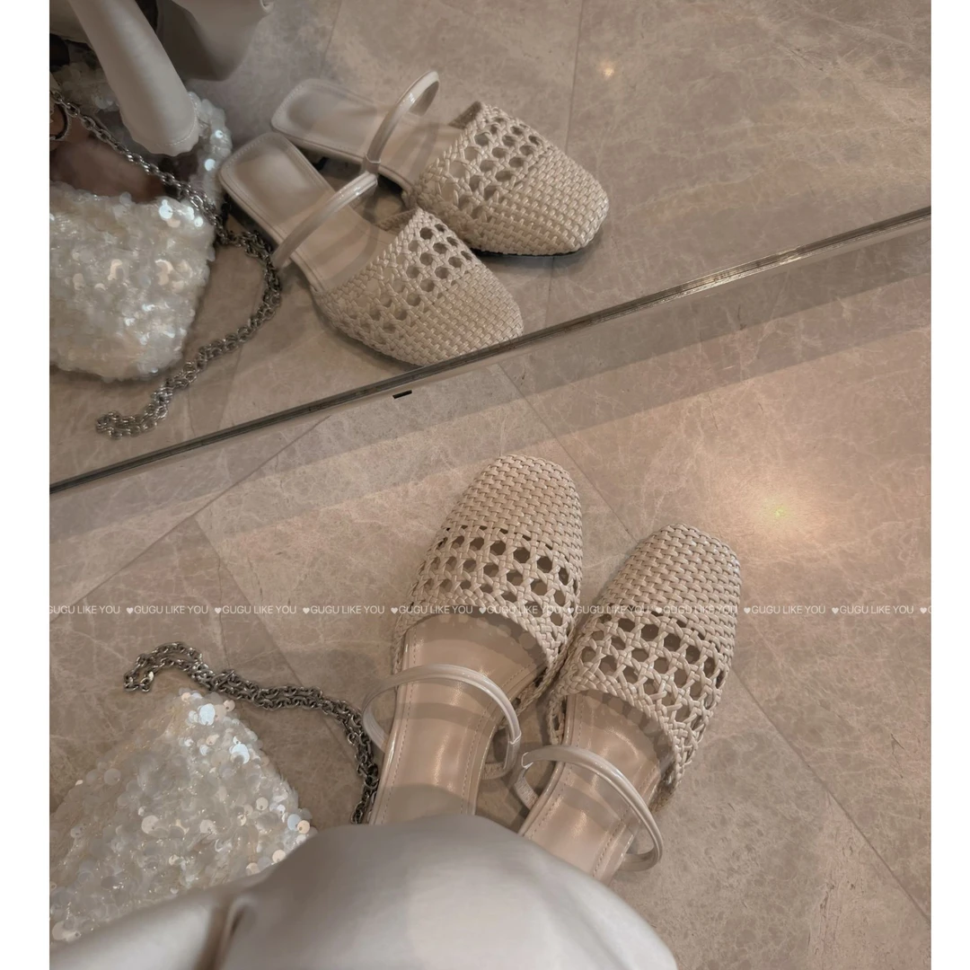 【古古】脚指不好看的姐们必入柜台大底皮质编织夏季拖鞋皮拖G25537