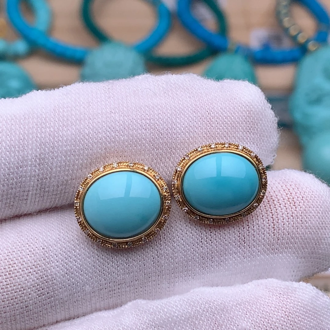 绿松石18K金镶嵌珠宝奇石