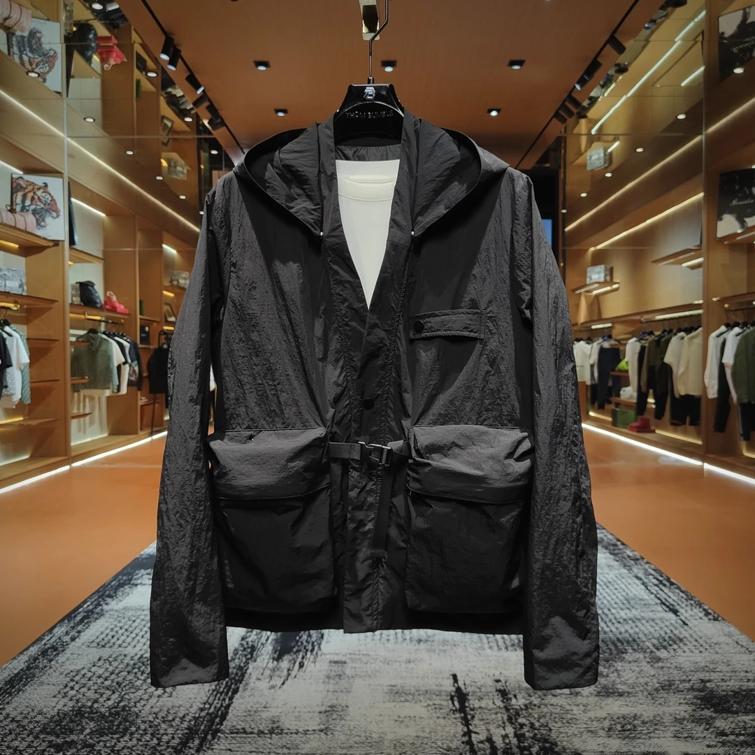「F6607」“机能风连帽夹克” 春季肌理褶皱感连帽可拆卸简约百搭外套