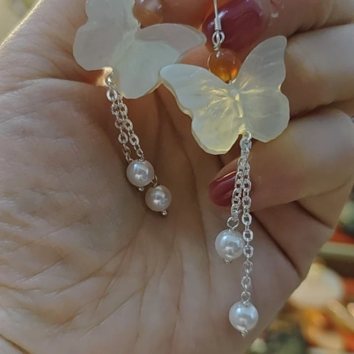 蛇纹石玉合金耳钉