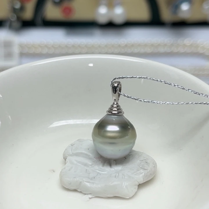 海水珍珠银S925镶嵌颈饰大溪地 12-13mm 56号