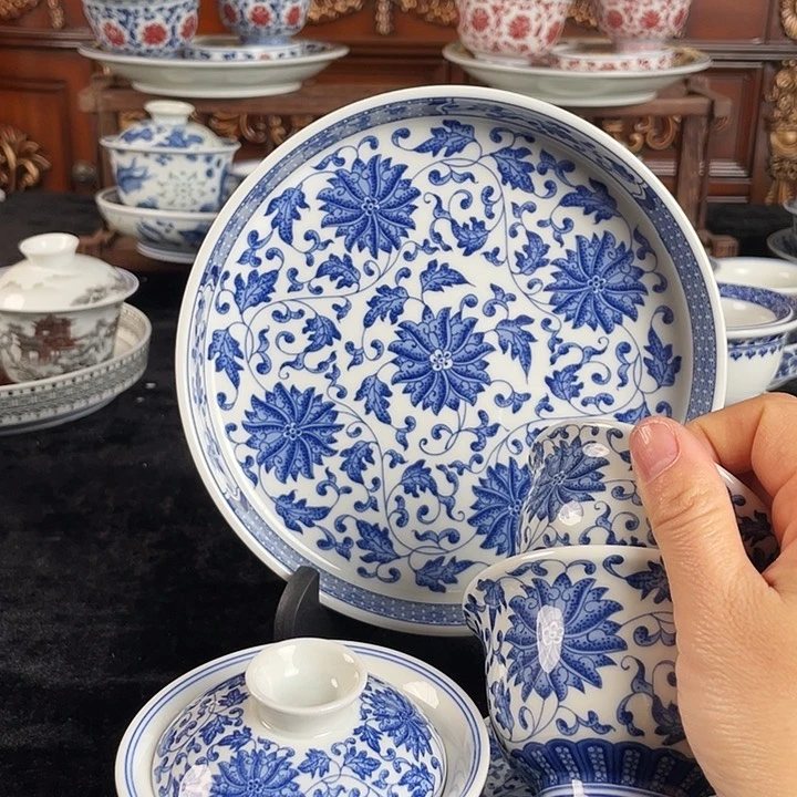 缠枝莲五件套茶具