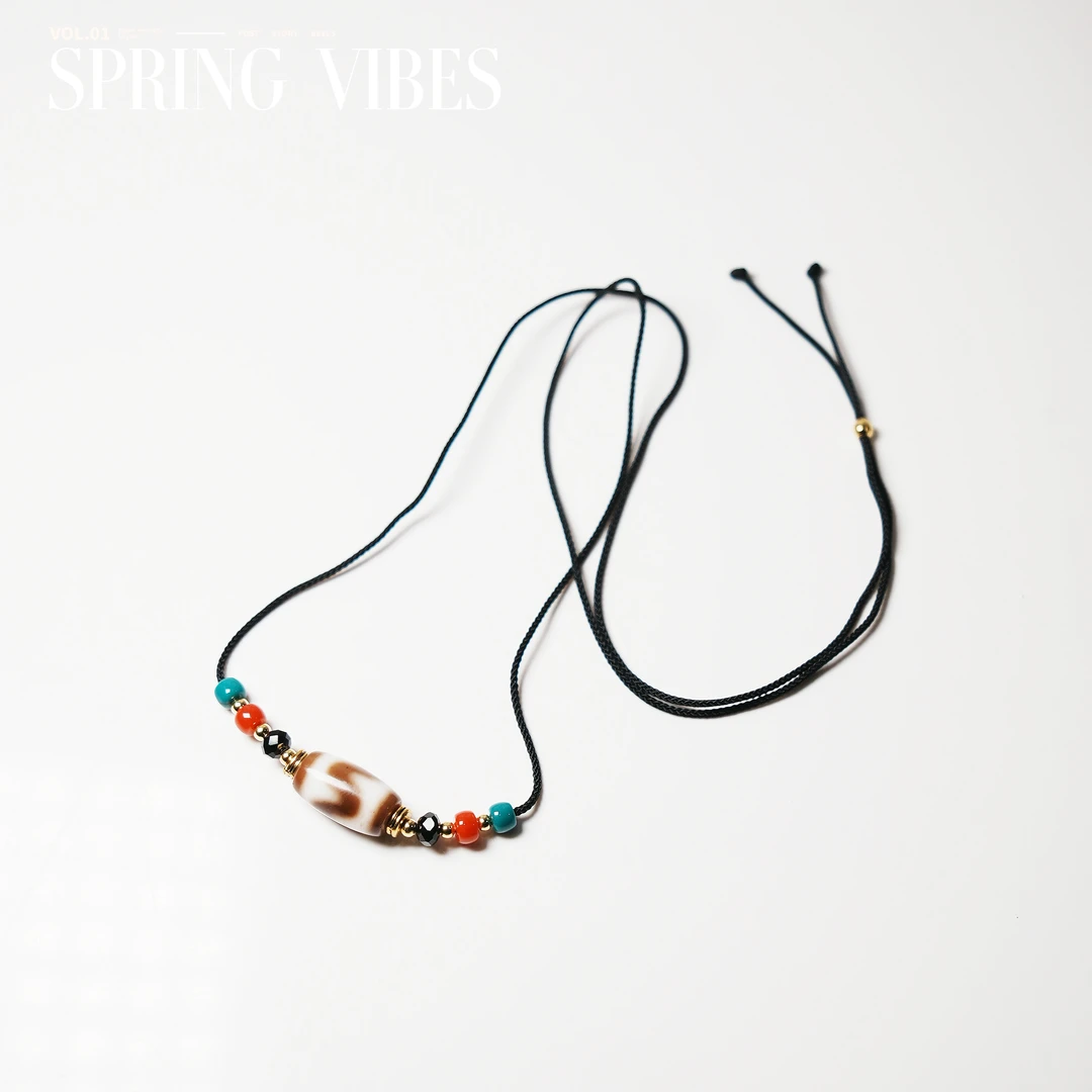 牙牙玛瑙珠珠项链- L345