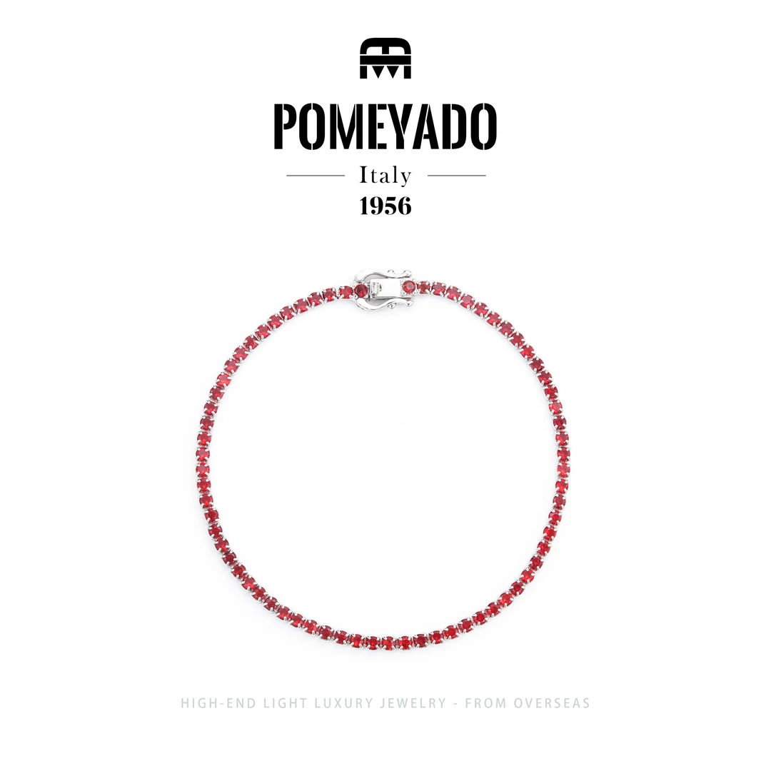 925银 【盛宴诗集】满镶重工轻奢春夏红色手链 F3638