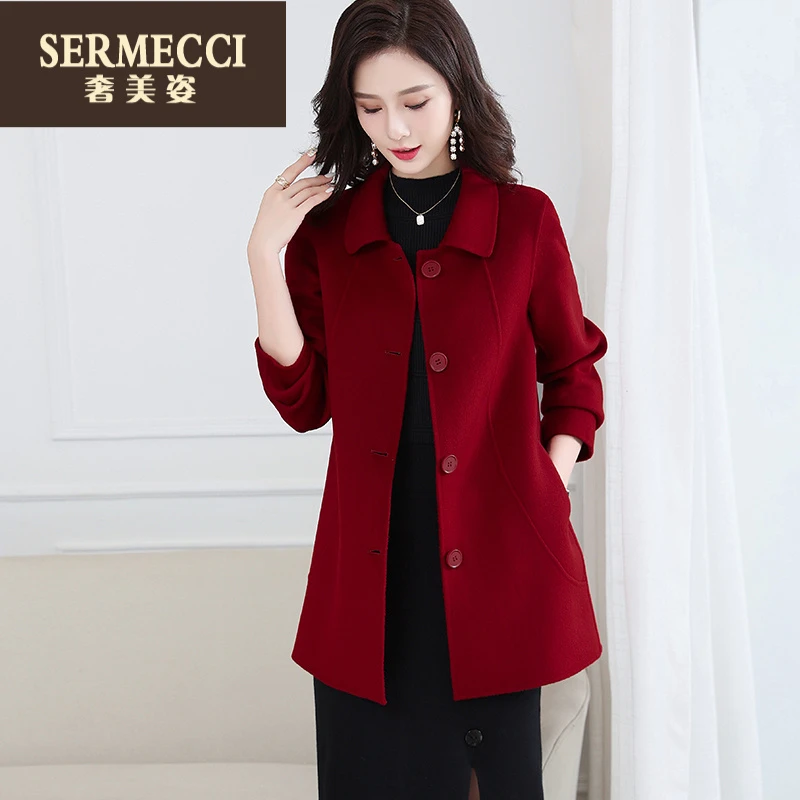 2025新款秋冬双面爆款大衣中长款宽松小个子显瘦加厚呢子外套