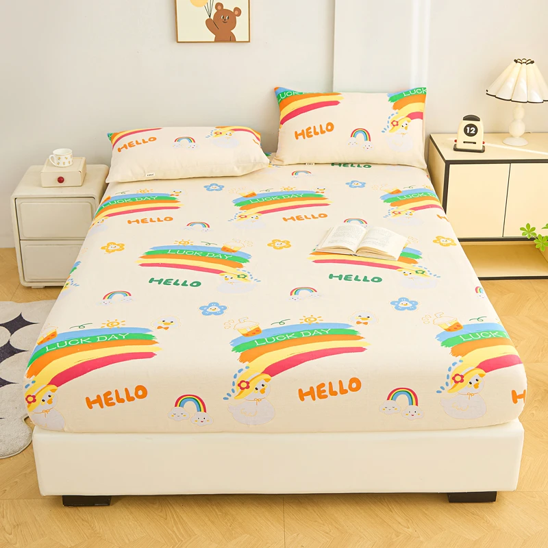 加厚老粗布床笠防护床罩三件套