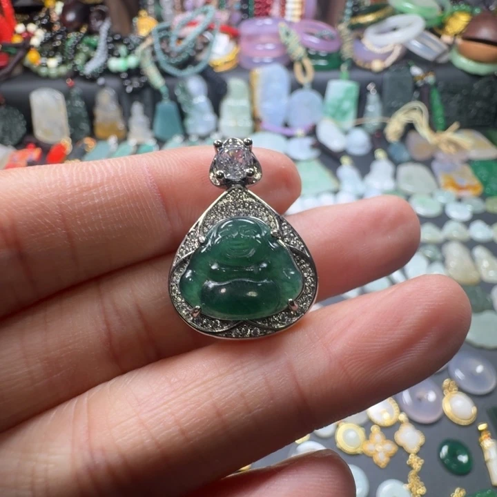 ****吊坠(赠链)合金翡翠天然翡翠大肚佛吊坠