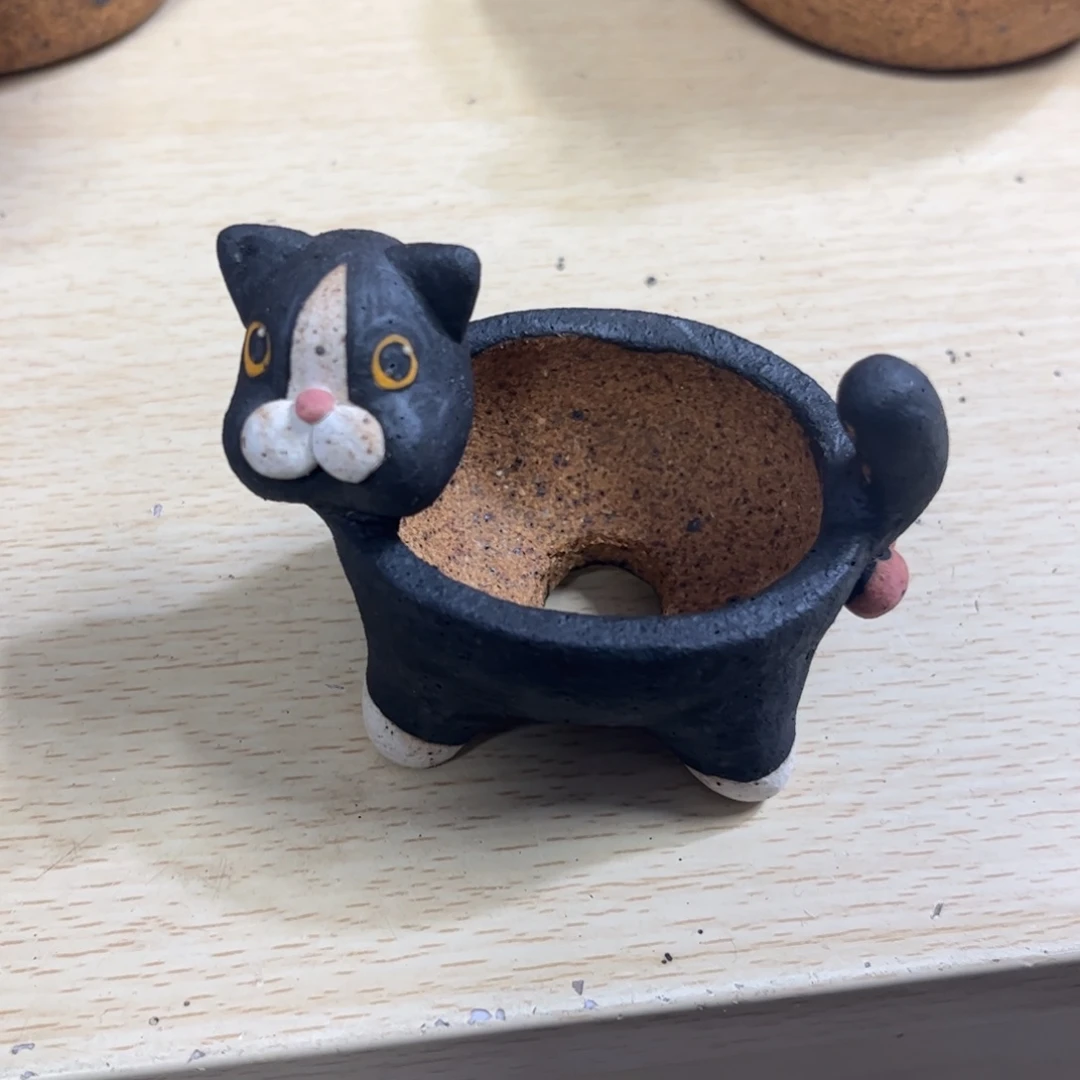 泥塑古镇炻陶花盆