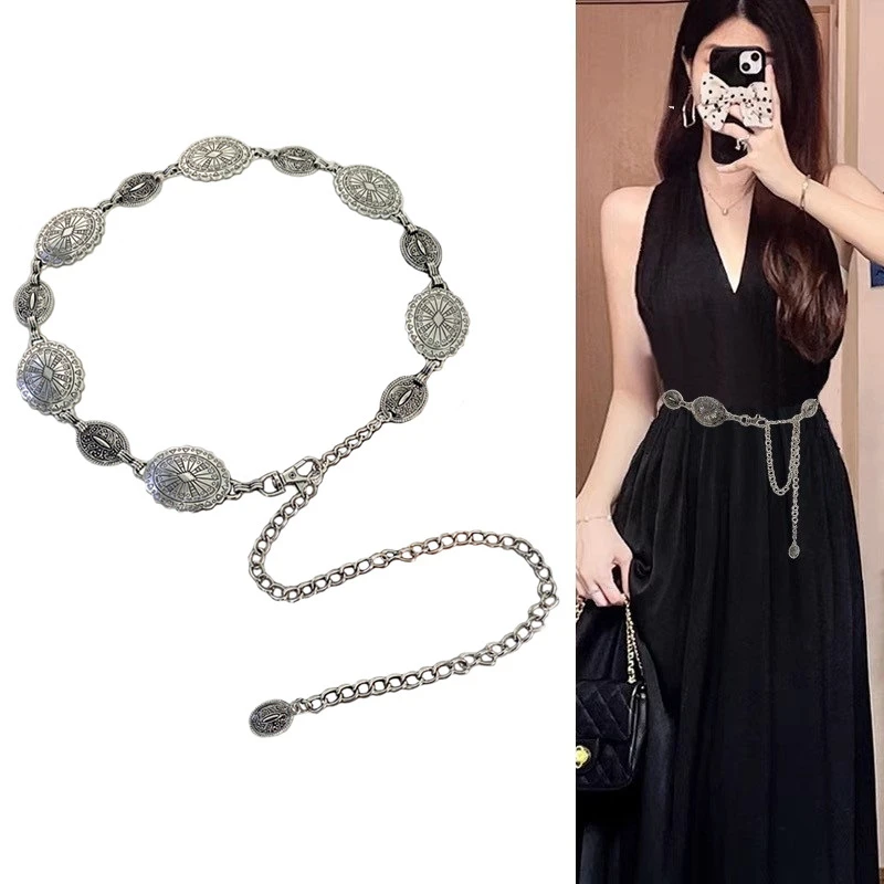 银色腰链小众设计高级感复古腰饰百搭装饰连衣裙皮带春夏季腰带女